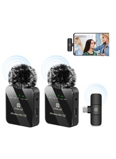 PULUZ PULUZ Wireless Lavalier Microphone for Type C Phone, Type C Receiver and Dual Microphones, 12 hour battery life for iphone 15, samsung, xiaomi, oneplus, oppo, vivo, Tablets  - Image 1