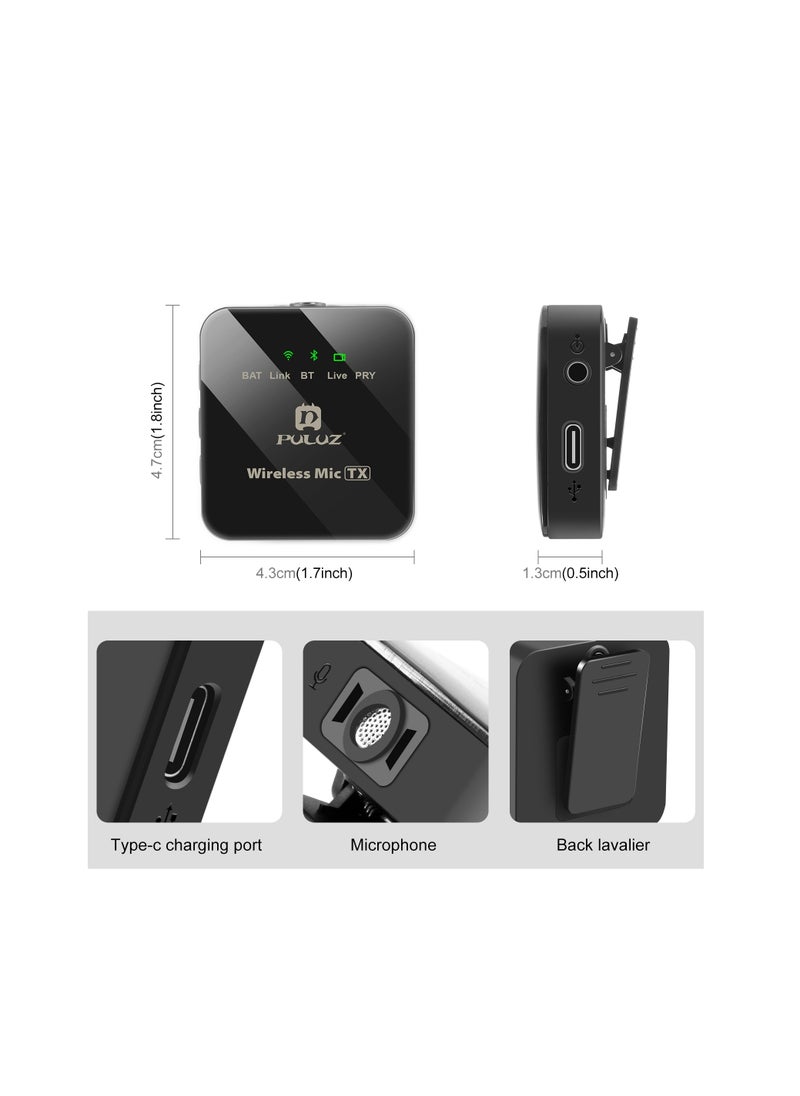 PULUZ - PULUZ Wireless Lavalier Microphone for Type C Phone, Type C Receiver and Dual Microphones, 12 hour battery life for iphone 15, samsung, xiaomi, oneplus, oppo, vivo, Tablets - Image 1