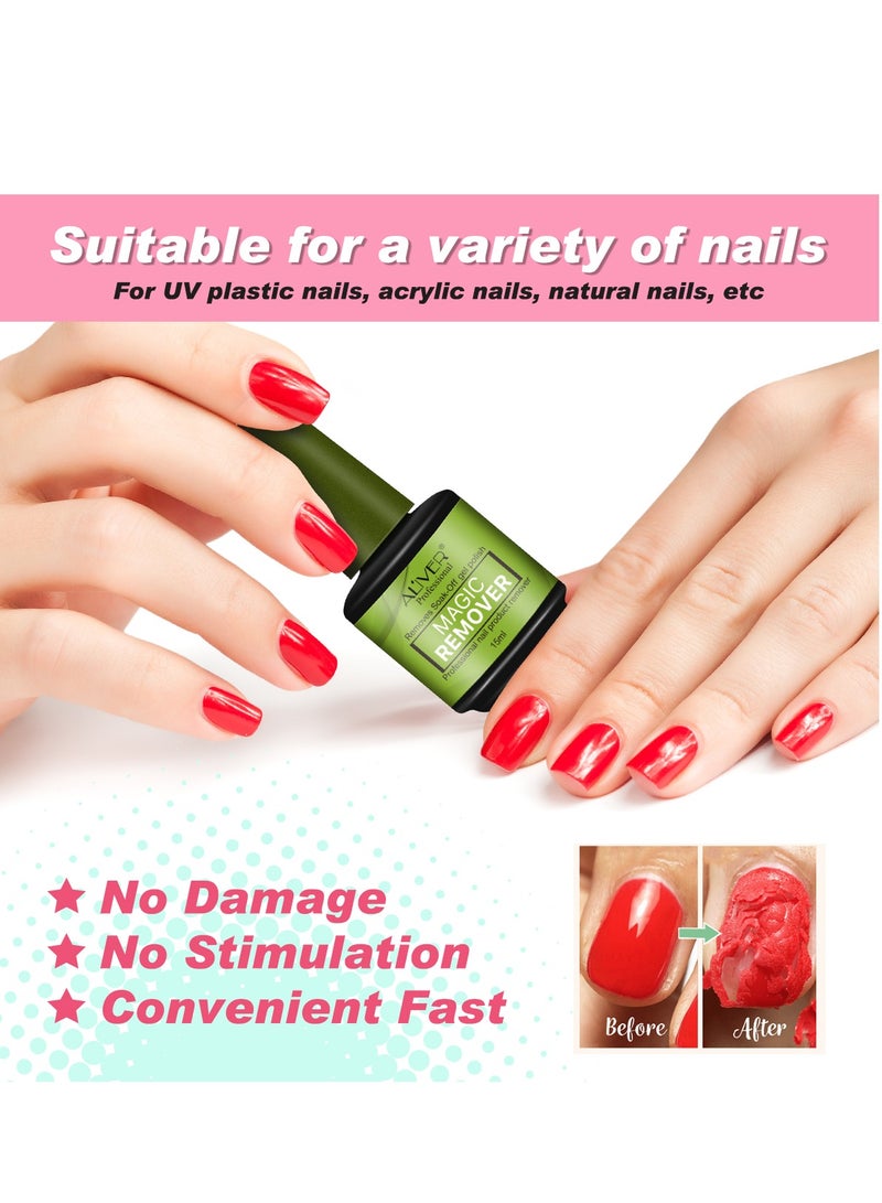 ALIVER Nail Polish Remover,  gel polish remover in 1-5 Minutes.  Easily Removes Soak-Off Gel Nail Polish, Easily & Quickly Soak Off Gel Polish. 3Pack/15ml - Image 3