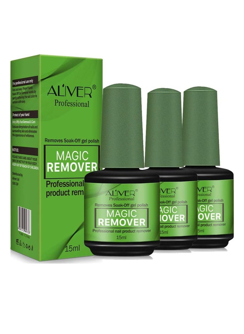 ALIVER Nail Polish Remover,  gel polish remover in 1-5 Minutes.  Easily Removes Soak-Off Gel Nail Polish, Easily & Quickly Soak Off Gel Polish. 3Pack/15ml - Image 1
