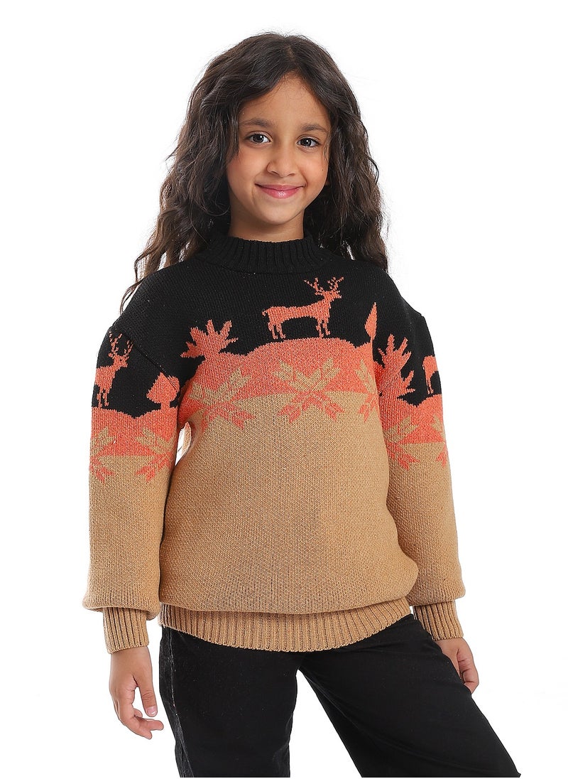 Caesar Girls Wool Pullover With Mutlicolour Design  - Image 1