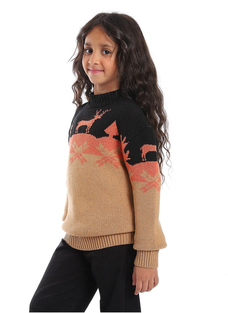 Caesar Girls Wool Pullover With Mutlicolour Design  - Image 2