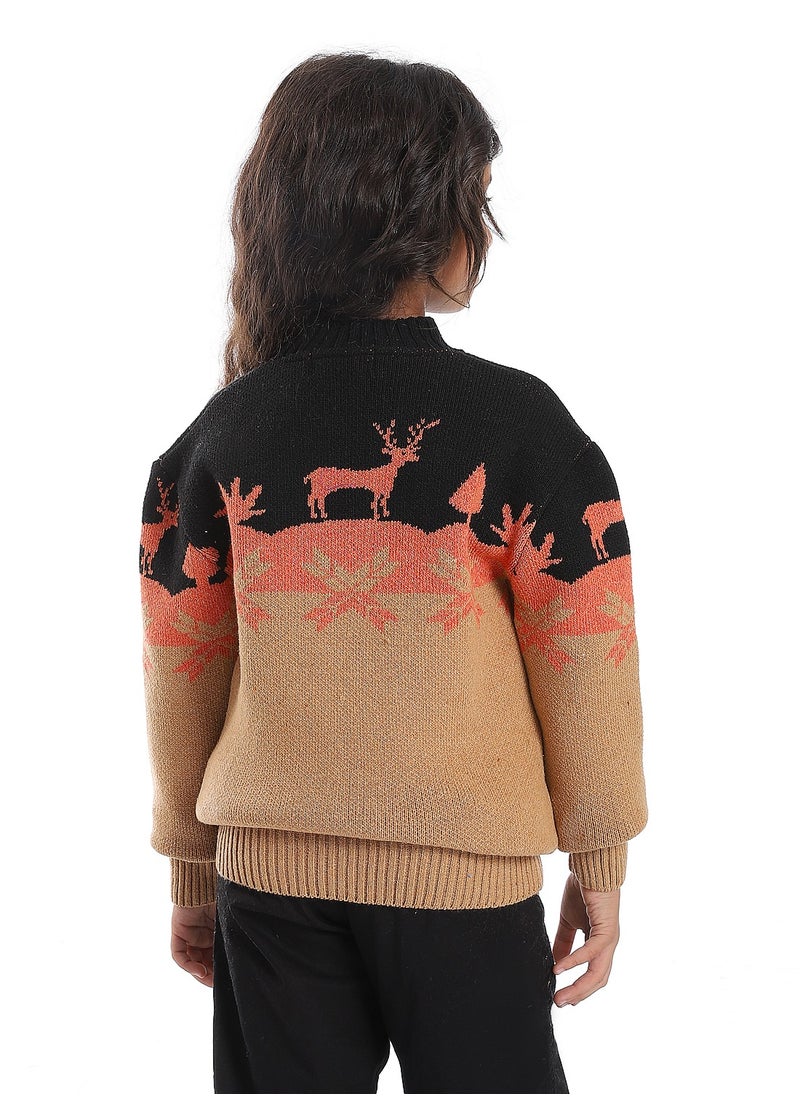 Caesar Girls Wool Pullover With Mutlicolour Design  - Image 4