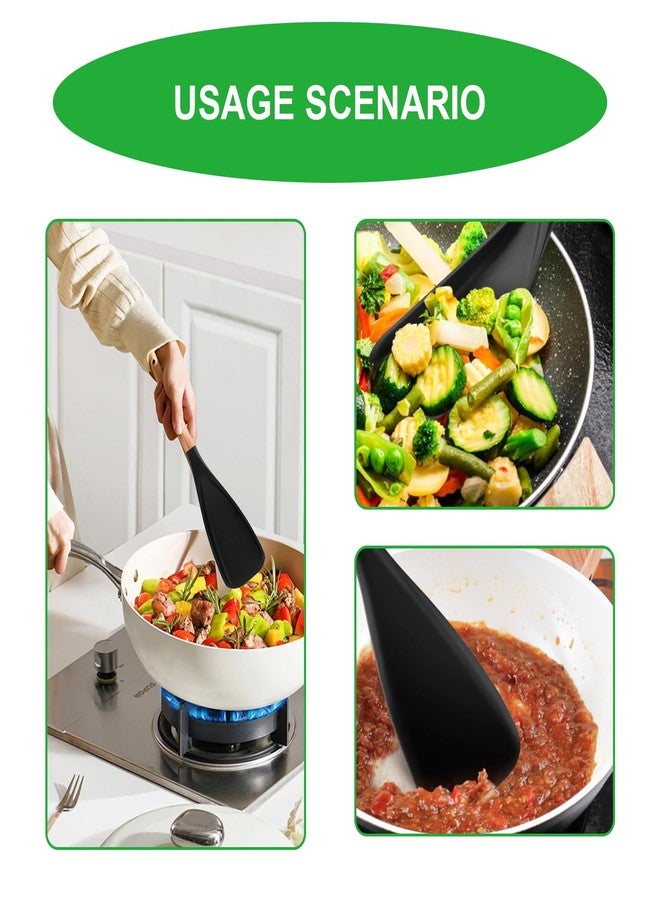 ROBOHOOK Multi Function Spatula Spoon, Nonstick Silicone Spoonula with Wooden Handles, Matte Multifunction Spoon for Stirring, Baking, Stir-Frying, Scraping and Scooping(Black) - Image 5