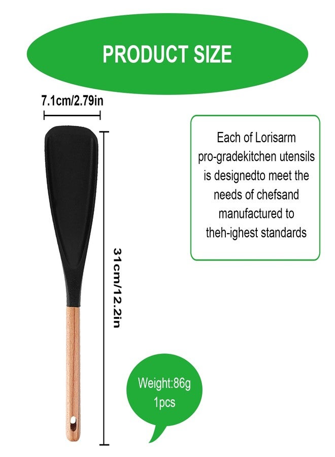 ROBOHOOK Multi Function Spatula Spoon, Nonstick Silicone Spoonula with Wooden Handles, Matte Multifunction Spoon for Stirring, Baking, Stir-Frying, Scraping and Scooping(Black) - Image 2
