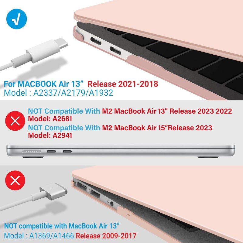 I Benzer Compatible with New MacBook Air 13 inch Case 2022 2021 2020 M1 A2337 A2179 A1932, Plastic Hard Shell Case with Keyboard Cover for Mac Retina Display with Touch ID, Sakura Pink,AT13SKPK+1 - Image 4
