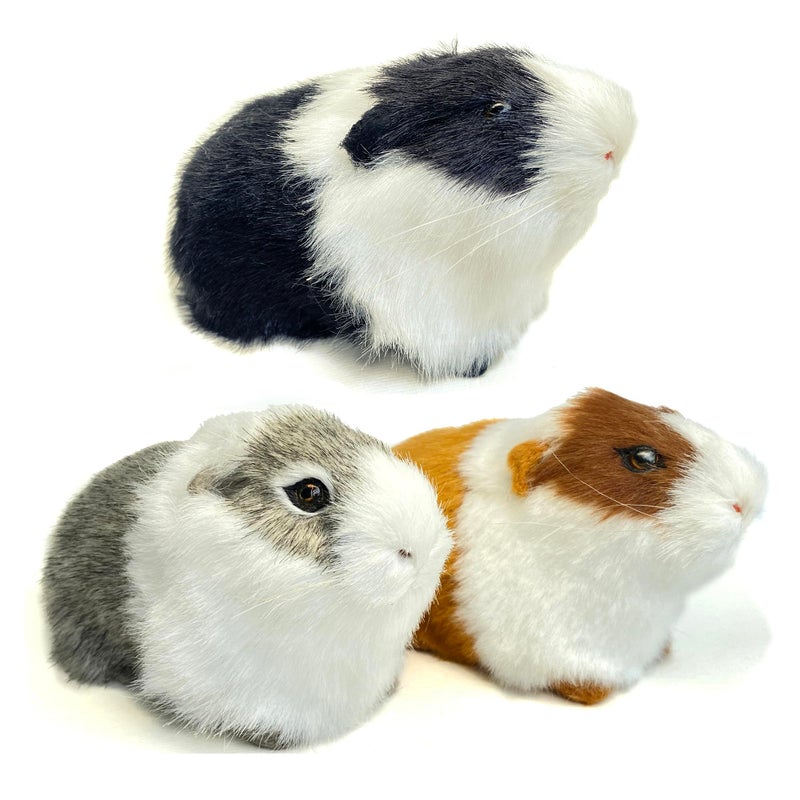 Basuo-9Q Basuo9Q 3 Pcs Assorted Color Realistic Hamster Figurines Plush Toys Lifelike Guinea Pig Stuffed Animals Home Decor Kids Gift Party Favors Rodent Photo Props - Image 3