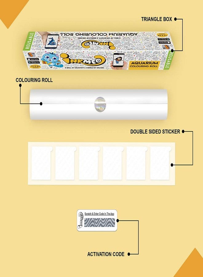Inkmeo | Aquarium Reusable Wall Colouring Roll | AR Enabled | Interactive Educational Learning Chart | for Kids | Ages 2+ | Return Gift | Size (12 X 84 Inches) | Marine Life,Aquatic Adventure - Image 4