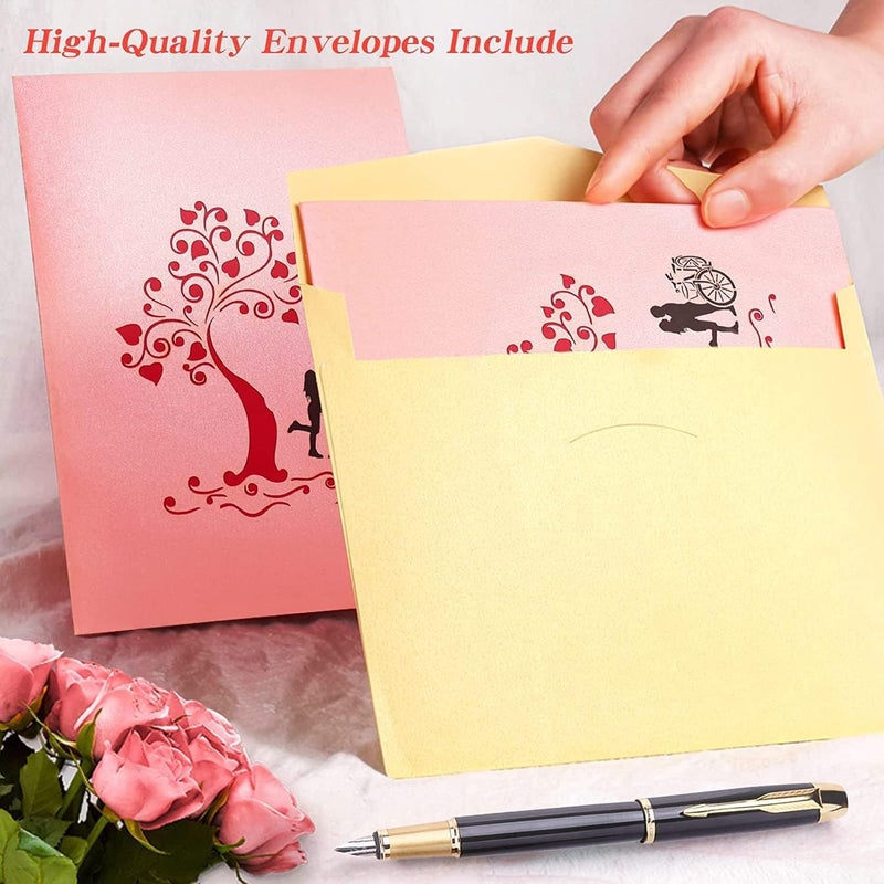 جيه زد اس بطاقات شجرة الحب، بطاقات تهنئة ثلاثية الأبعاد مع مظروف، بطاقة تهنئة بمناسبة الذكرى السنوية لصديقة، بطاقة تهنئة رومانسية لأعياد الميلاد والزفاف، بطاقة شكر للزوجين، بطاقة اقتراح زواج يدوية الصنع - Image 3