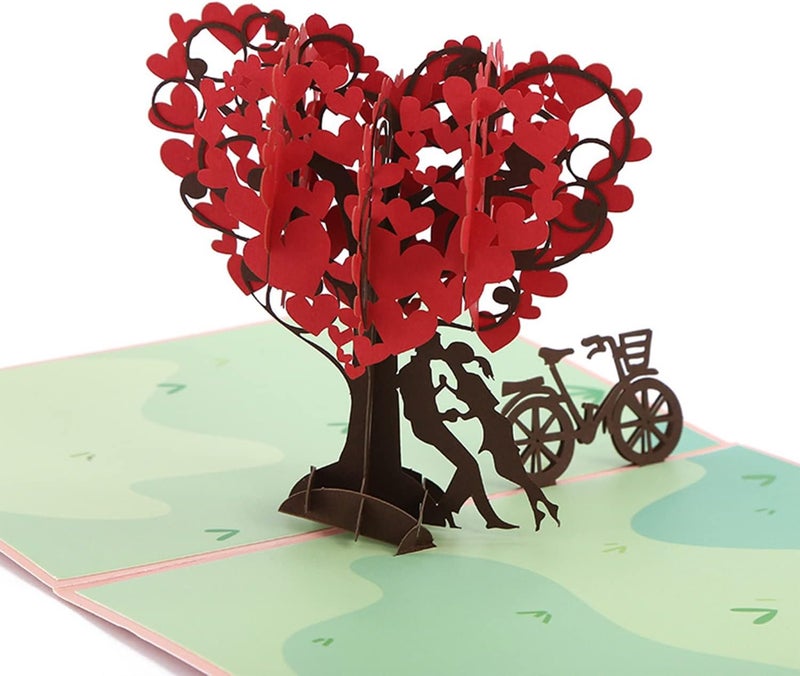 جيه زد اس بطاقات شجرة الحب، بطاقات تهنئة ثلاثية الأبعاد مع مظروف، بطاقة تهنئة بمناسبة الذكرى السنوية لصديقة، بطاقة تهنئة رومانسية لأعياد الميلاد والزفاف، بطاقة شكر للزوجين، بطاقة اقتراح زواج يدوية الصنع - Image 1