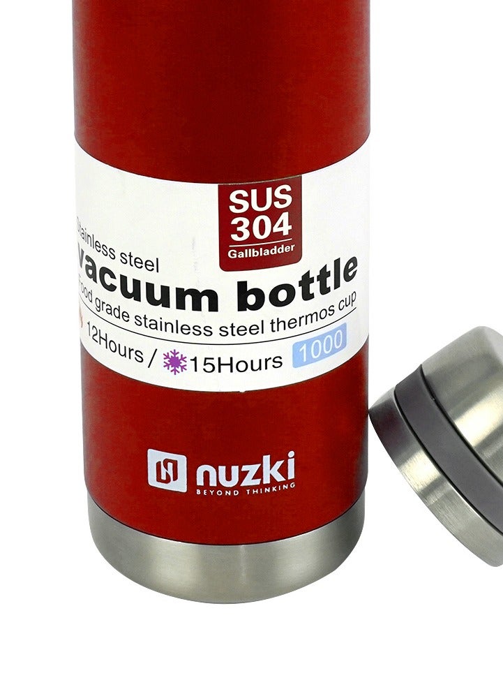 nuzki Stainless Steel Vacuum Insulated Flask, Leak-proof, BPA-free Double Walled Thermal Mug for, 1 -Liter Sports Water Bottle, Travel Water Bottle for Hot or Cold Drink  - Image 5