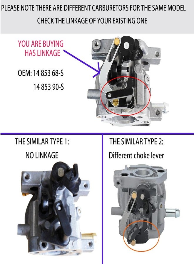 Ferilter 149CC Carburetor for Toro 22 Recycler Lawn Mower 20370 20371 20378 20377 14 853 68-S Carburetor for Kohler XT6.75 XT650 6.5hp 6.75hp 149cc Engine with 14 083 15-S Air Filter Tune Up Kit - Image 2