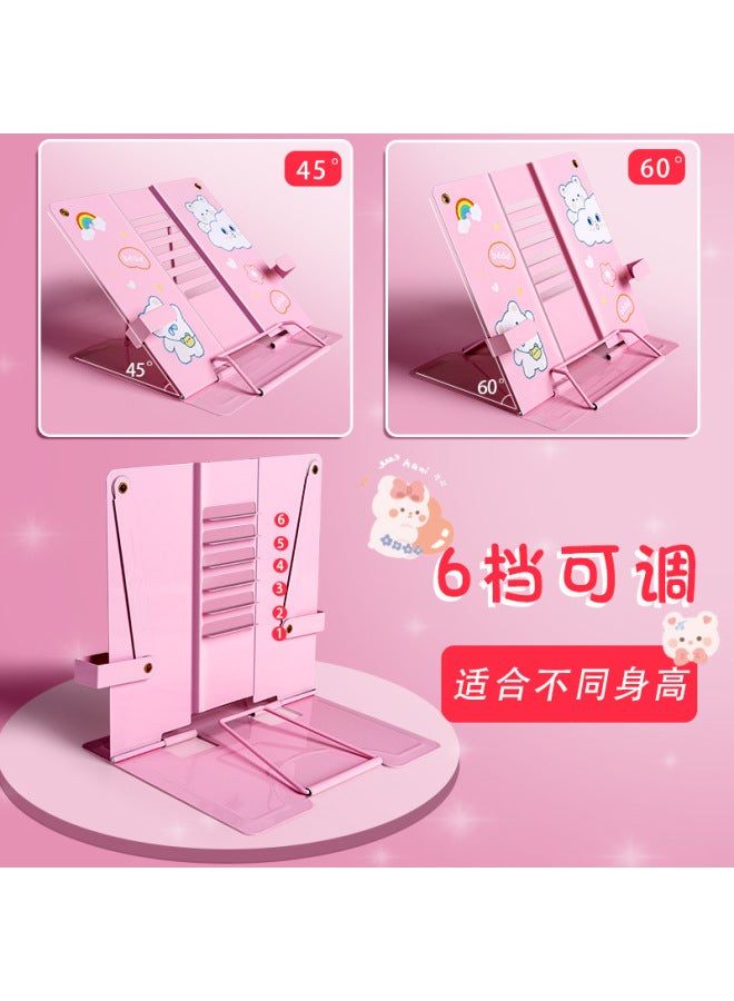 Kaba Bear Multifunctional Elementary School Student Desktop Reading Bookshelf Reading Stand Children Learning Sitting Posture Artifact Correction Cartoon Stand Book Stand - Image 2