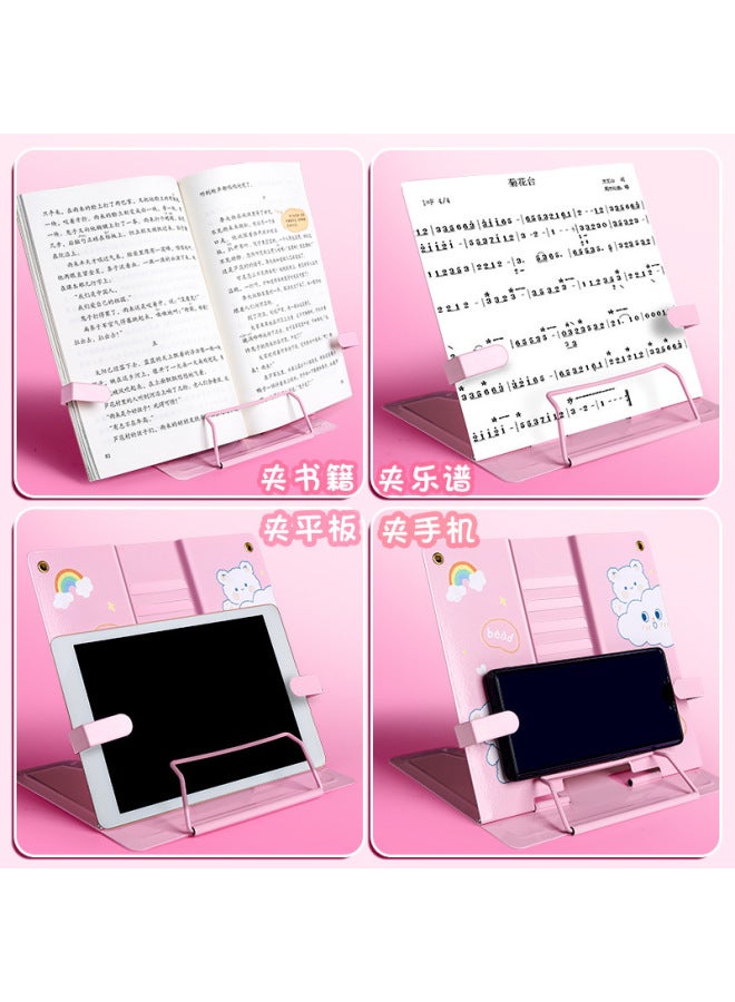 Kaba Bear Multifunctional Elementary School Student Desktop Reading Bookshelf Reading Stand Children Learning Sitting Posture Artifact Correction Cartoon Stand Book Stand - Image 4