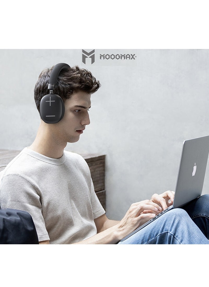 MOOGMAX - Moogmax MX-929 Twist-out Wireless Headphone Built-in a Microphone, and Up to 50 Hours Playtime, Crystal Clear 8D Sound, and Control Buttons in Black & Orange color. - Image 1