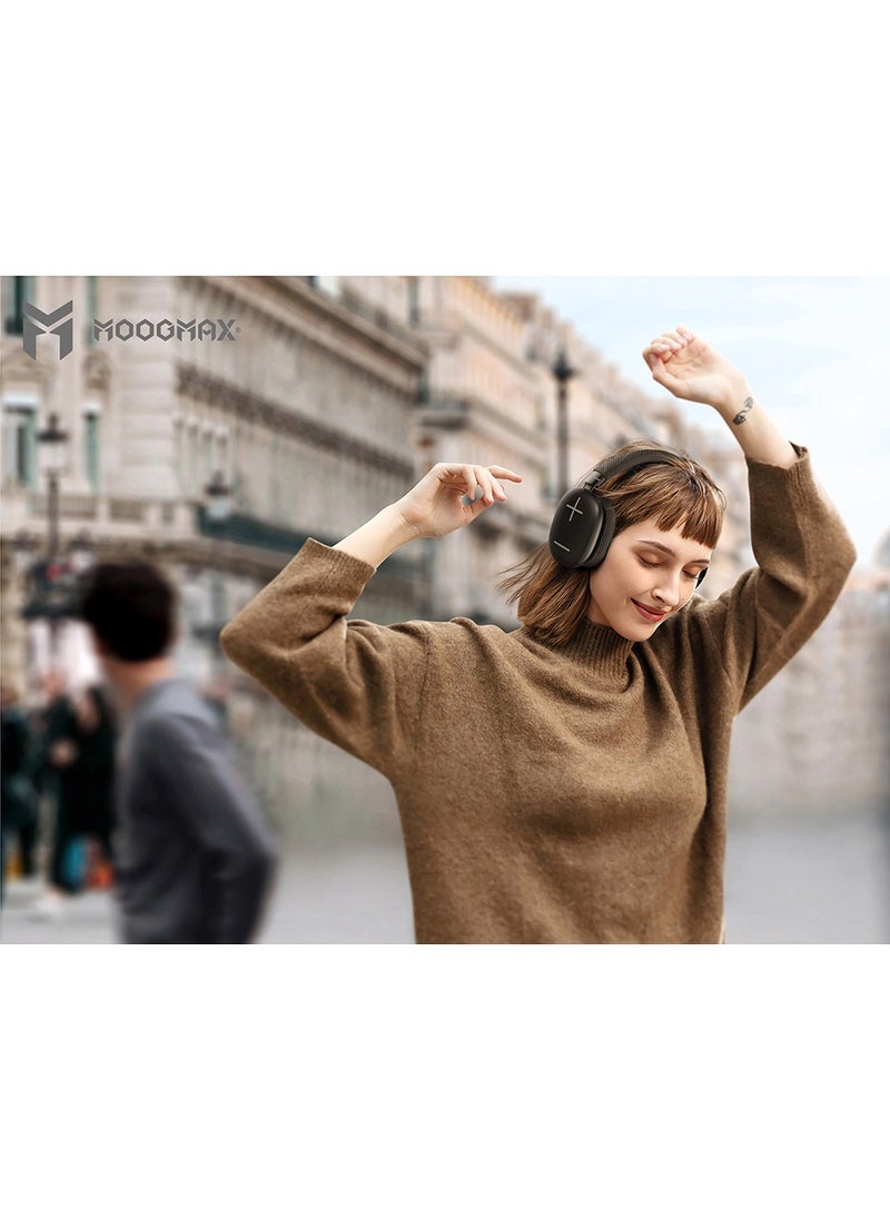 MOOGMAX - Moogmax MX-929 Twist-out Wireless Headphone Built-in a Microphone, and Up to 50 Hours Playtime, Crystal Clear 8D Sound, and Control Buttons in Black & Orange color. - Image 1