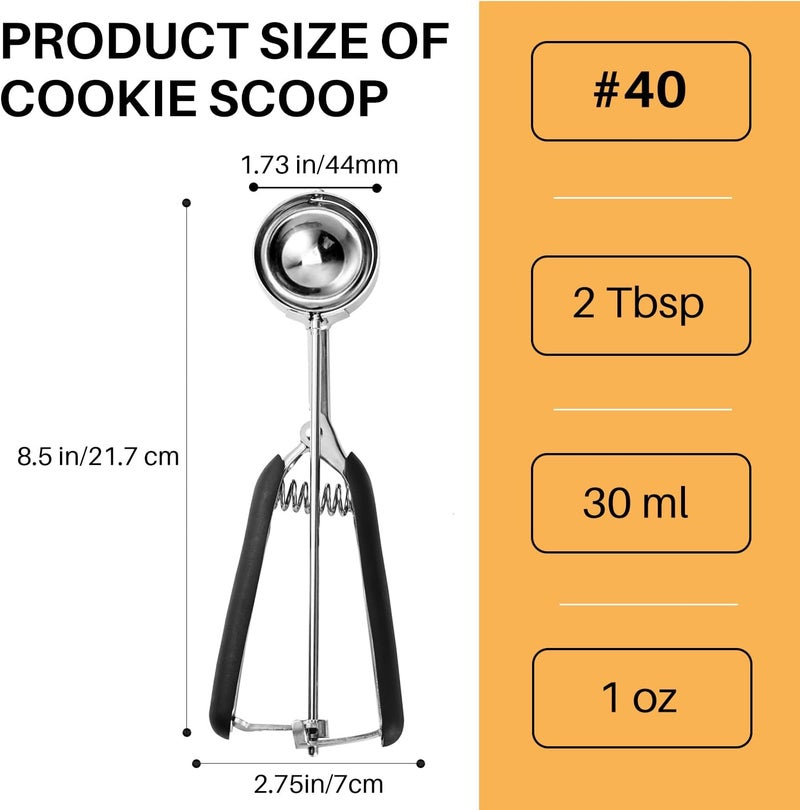 JUNADAEL J Medium Cookie Scoop, 2 Tablespoon Cookie Scoops for Baking, Cookie Dough Scoop, Spring-Loaded, Comfortable Grip, Non-Slip, For Making Cookies Muffin Cupcake Pancake Ice Cream Meatball - Image 2