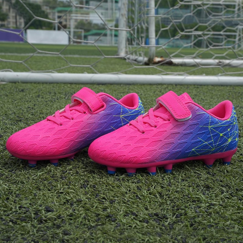 brooman Kids Firm Ground Soccer Cleats Boys Girls Athletic Outdoor Football Shoes (13,Fuchsia Purple) - Image 2