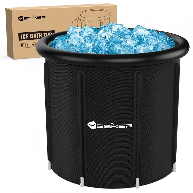 Yesker 126 Gal Ice Bath Tub with Air Ring, Portable Multi-Layered Cold Plunge Tub with Lid for Athletes, Foldable and Inflatable, One Person Hot Bathtub at Gym, Yard, Home, Outdoors Use - Image 1