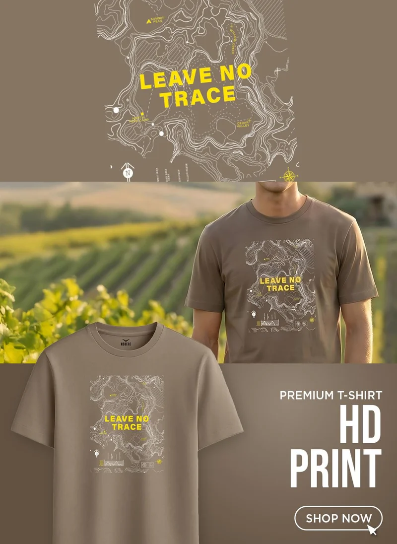 NOBERO Dark Taupe NOBERO Men's Premium Printed Regualr T-Shirt for Men | Best Price UAE