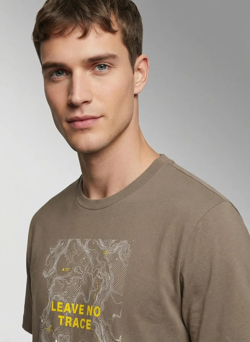 NOBERO Dark Taupe NOBERO Men's Premium Printed Regualr T-Shirt for Men | Best Price UAE