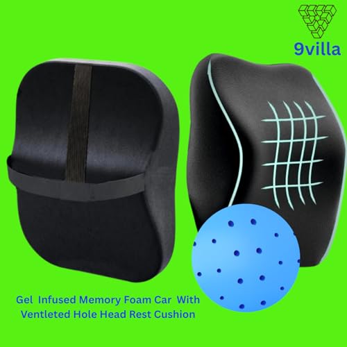 9villa Car Neck Pillow for Neck Pain Relief and Cervical Support,Cars Seat Neck Pillow with 100% Pure Memory Foam and Washable Cover,Headrest Pillow (2, Black Velvet, Car Neck Rest Pillow) - Image 4
