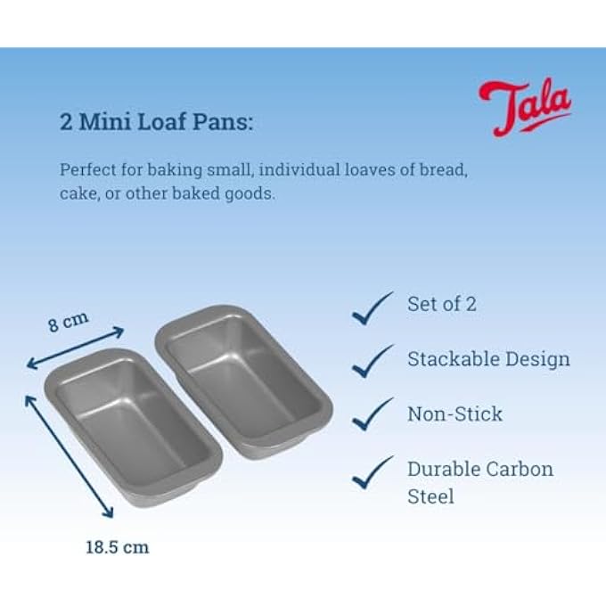 Tala Everyday Two Mini Loaf Pans NonStick Cake Pan Cake Tin Even Heat Distribution Easy Food Release Dishwasher Fridge And Freezer Safe Ideal For Bread And Cakes - Image 3