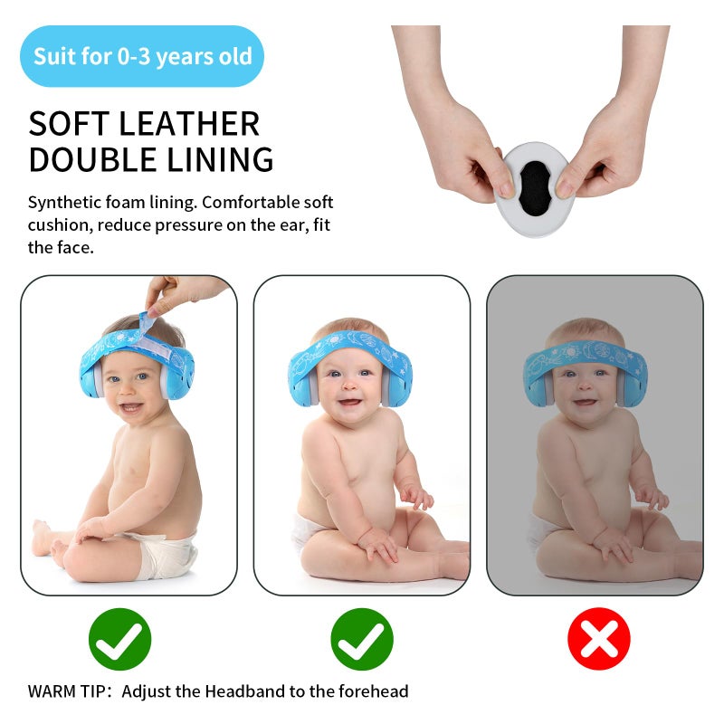 LYSIAN Baby Earmuffs â€“ Noise Cancelling Headphones for Infants 0-3 Years, Soft Comfortable Ear Protection for Sleeping,Travel,Flights (Blue). Blocks Loud Sound for Peaceful Rest - Image 3