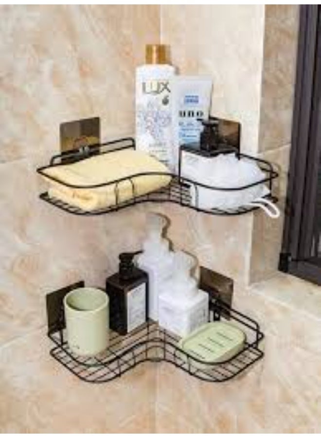 Wall-Mounted Bathroom Corner Shelf Organizer for Shampoo and Bath Accessories - Image 2