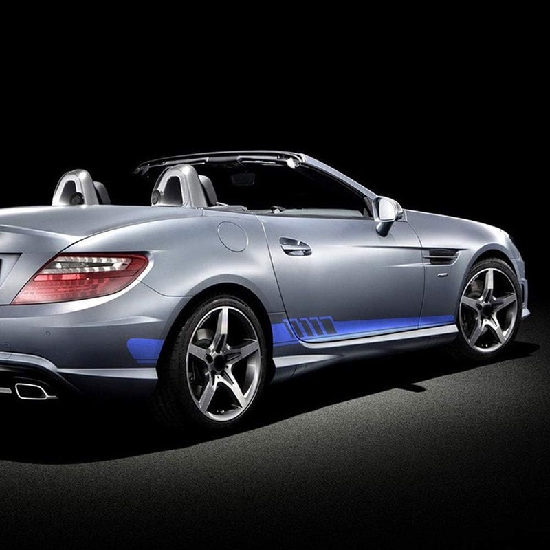 LINGYUE Car Side Stickers for Mercedes Benz SLK Class R170 R171 R172 SLK55 AMG SLK200 250,Car Side Skirt Stripes Sticker Vinyl Trims Decal Decor Accessories,Blue