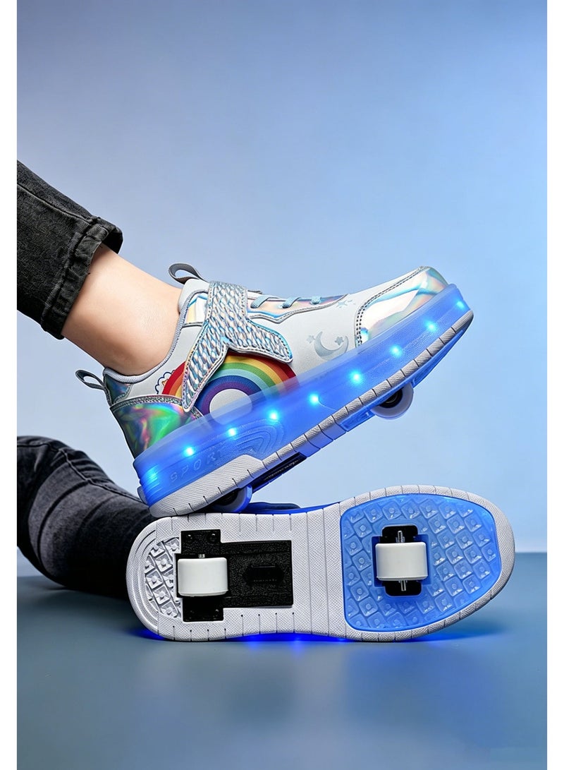 Vicalo Roller Skates 2 Wheels Shoes for Kids New Upgrade Skates Sneakers LED Light Up Rechargeable Sport Sneaker for Boys Girls Beginner More Balanced - Image 4