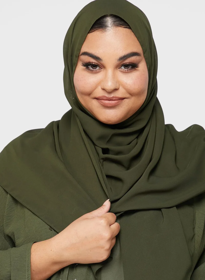 Hayas Closet Curve Embellished Contrast Detail Abaya