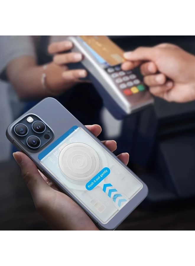Light Blue Magnetic Phone Card Holder for 3 Cards Bus Bank Credit ID Business Cards - Image 3