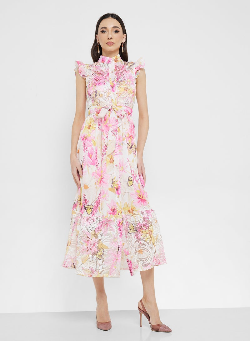 ELLA Floral Print Midi Dress - Image 4