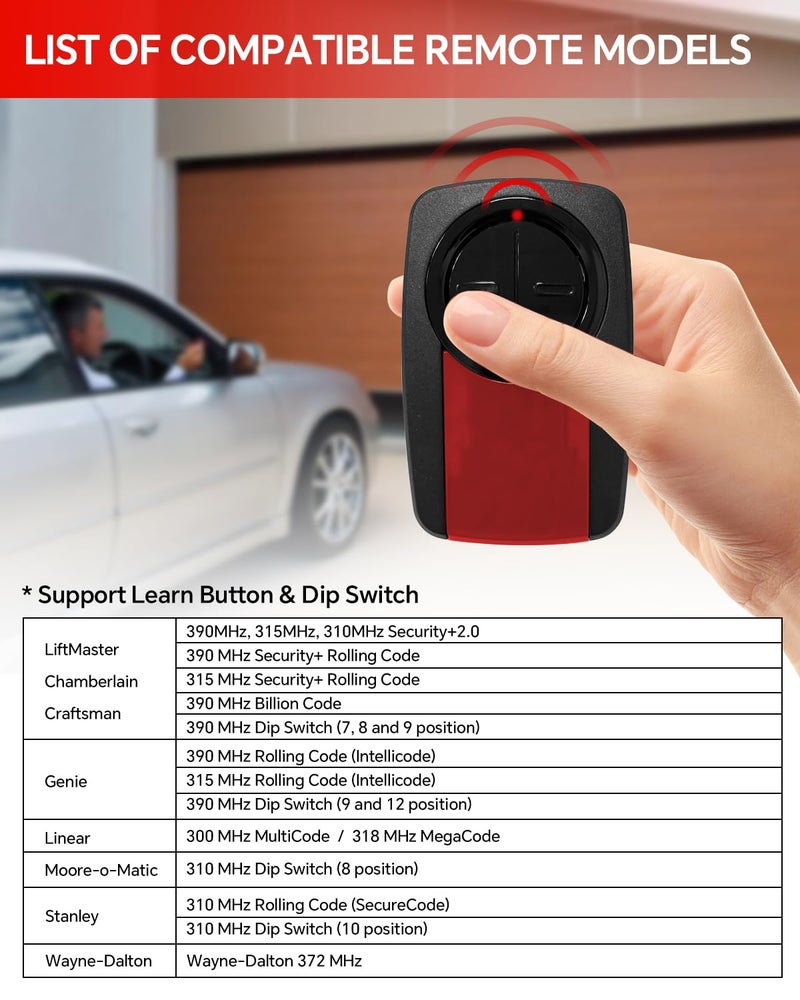 YIKQIDIS Upgrade 375UT 380UT Universal Garage Door Opener Remote Control Replace Liftmaster Garage Door Opener Compatible with 375LM Liftmaster Gate Remote Control 1 Pack - Image 2