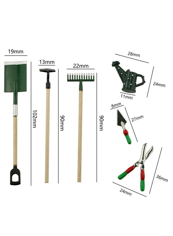 Tegg Miniature Dollhouse Garden Tools 6PCS Mini Doll House Working Accessories - Image 2