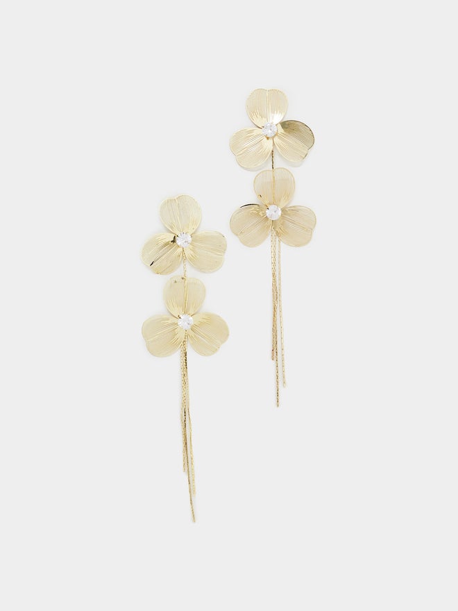 Styli Flower Accent Tassel Earrings - Image 1