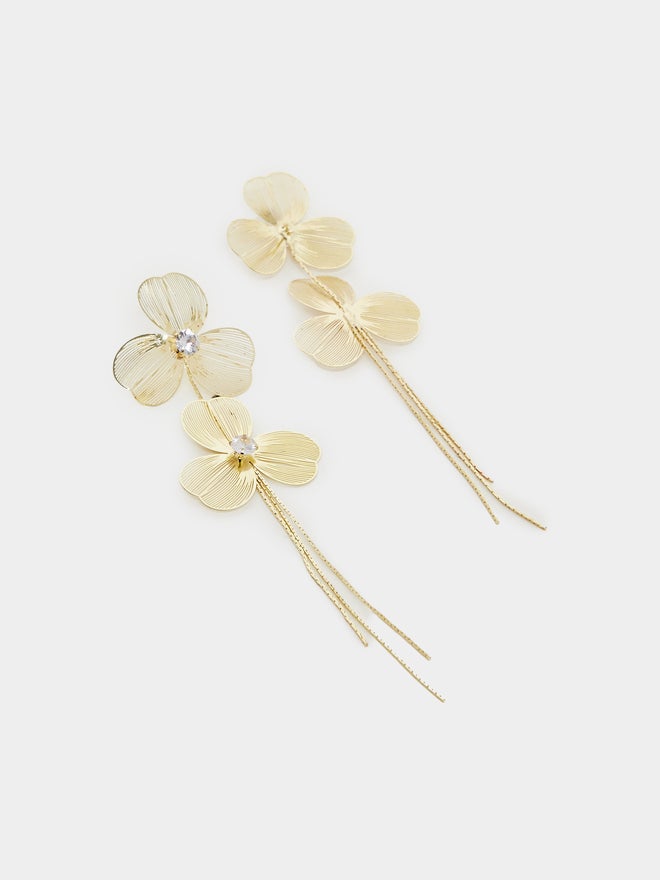 Styli Flower Accent Tassel Earrings - Image 3
