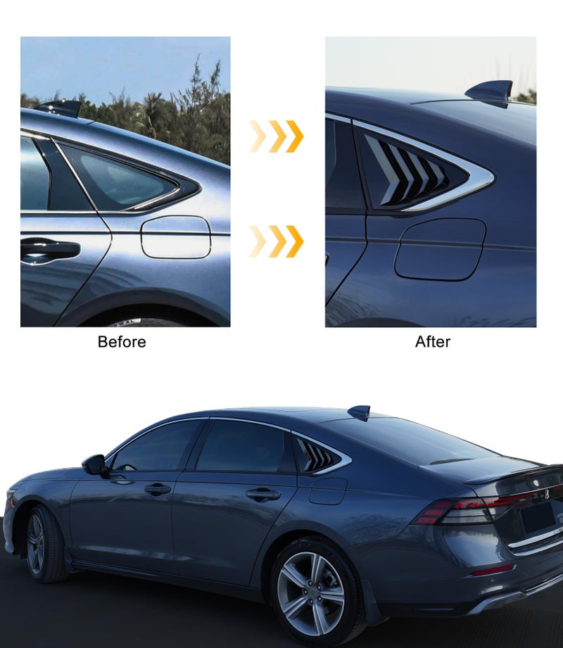 CKE 2pcs Compatible with Honda Accord 2025 2024 2023 Accessories Sport Car Exterior Rear Side Window Louvers Air Vent Scoop Shades Cover Blinds -Bright Black - Image 5