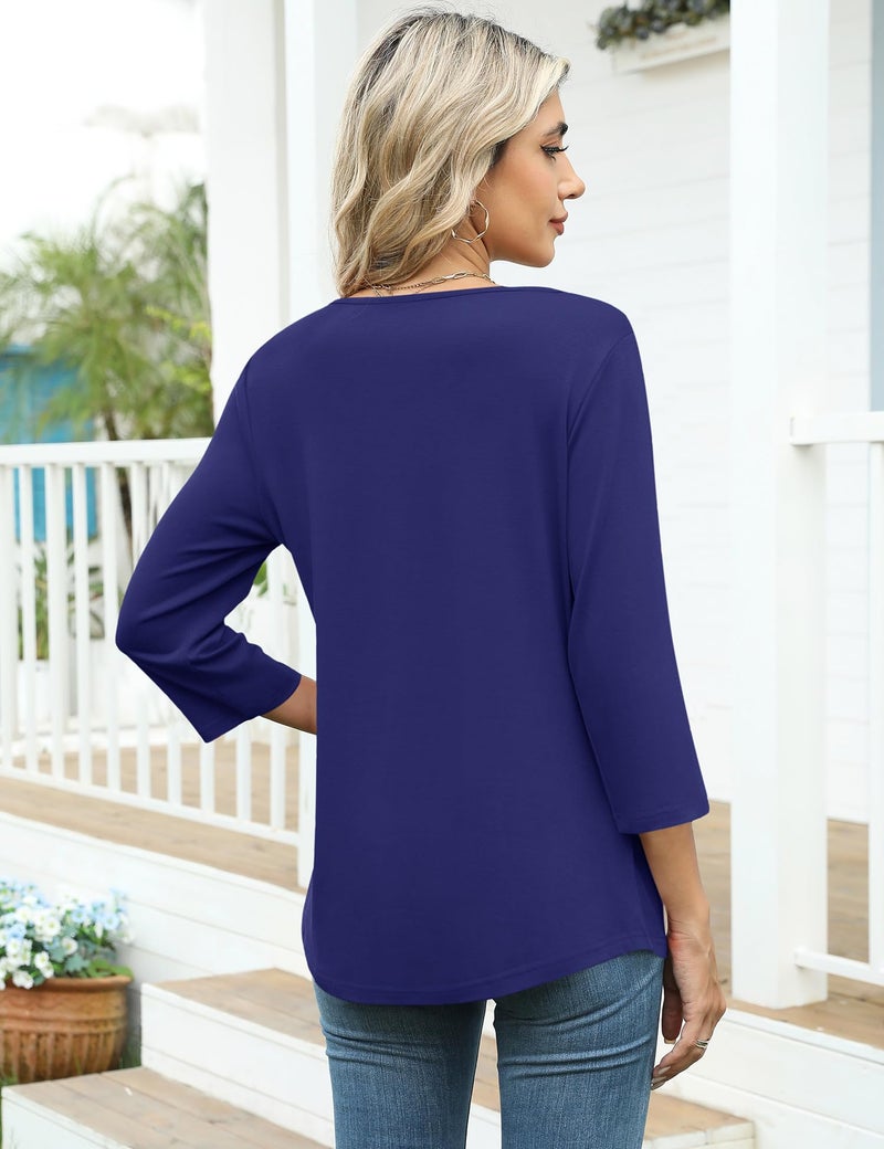 LOMON Womens Blouses 3/4 Sleeve Length Womens Spring Tops 2026 Work Clothes Tunic Tops for Women Loose Fit Dressy XL - Image 5