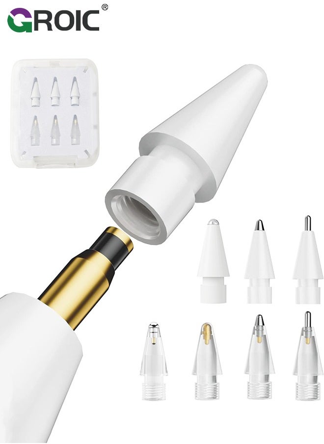 GROIC Replacement Tips for Apple Pencil 2nd Gen & 1st Gen- [8 Pack] Apple Pencil Spare No Wear Out Fine Point Precise Control Durable Apple Pen Tip, Plastic Tips + Metal Tips  - Image 1
