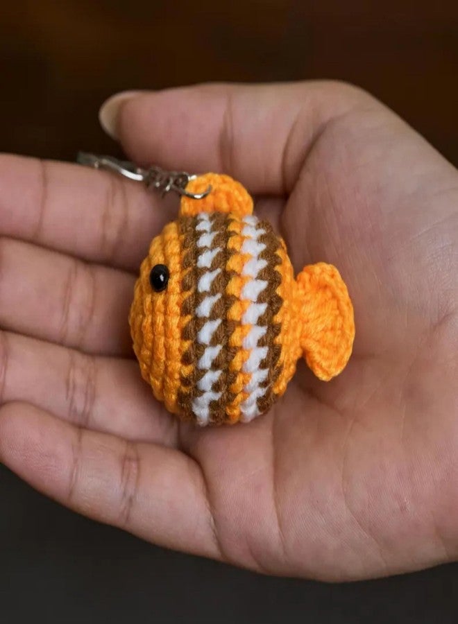 TinyHugs Crochet Keychain - Clownfish Plush | Handmade Orange Fish Soft Toy | Backpack Charm & Zipper Bag Accessory | Kids Birthday Return Gift | Ocean Theme Favors | Cute Amigurumi Animal| 1 Piece - Image 5