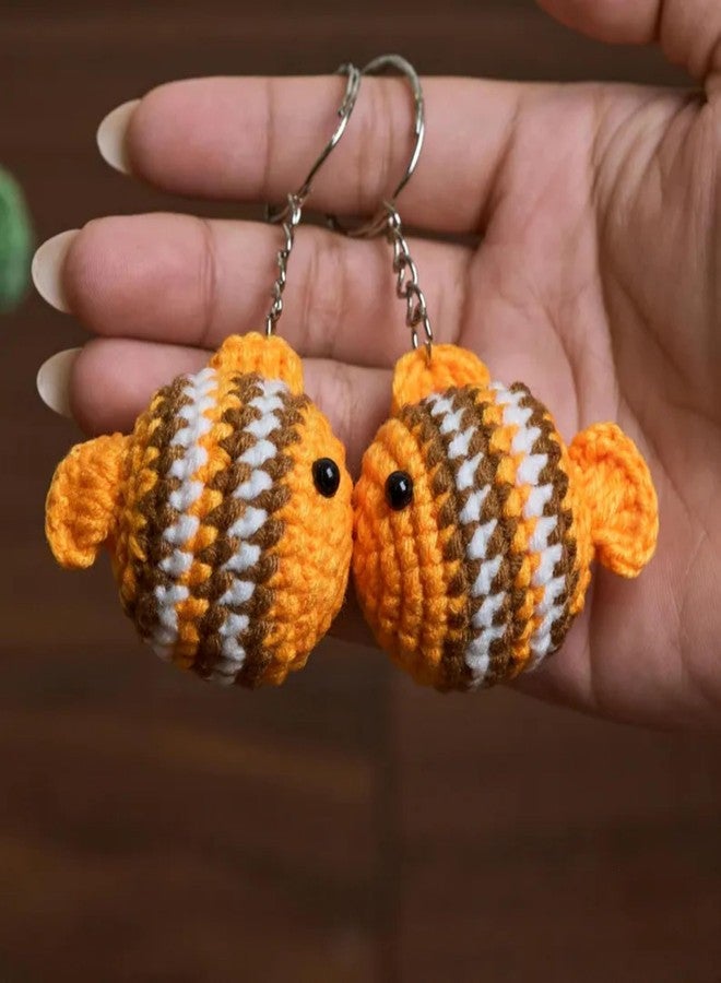 TinyHugs Crochet Keychain - Clownfish Plush | Handmade Orange Fish Soft Toy | Backpack Charm & Zipper Bag Accessory | Kids Birthday Return Gift | Ocean Theme Favors | Cute Amigurumi Animal| 1 Piece - Image 2
