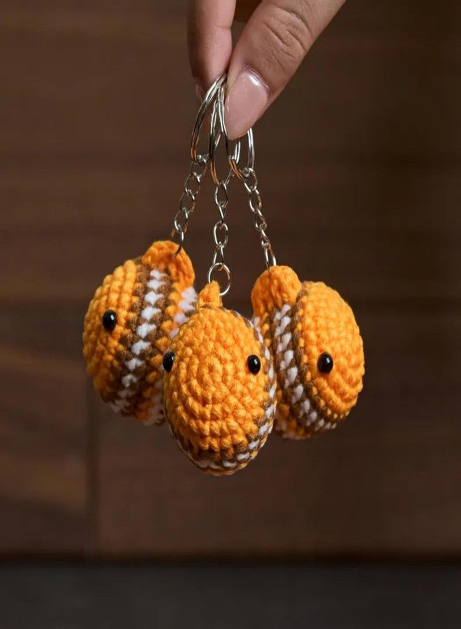 TinyHugs Crochet Keychain - Clownfish Plush | Handmade Orange Fish Soft Toy | Backpack Charm & Zipper Bag Accessory | Kids Birthday Return Gift | Ocean Theme Favors | Cute Amigurumi Animal| 1 Piece - Image 4
