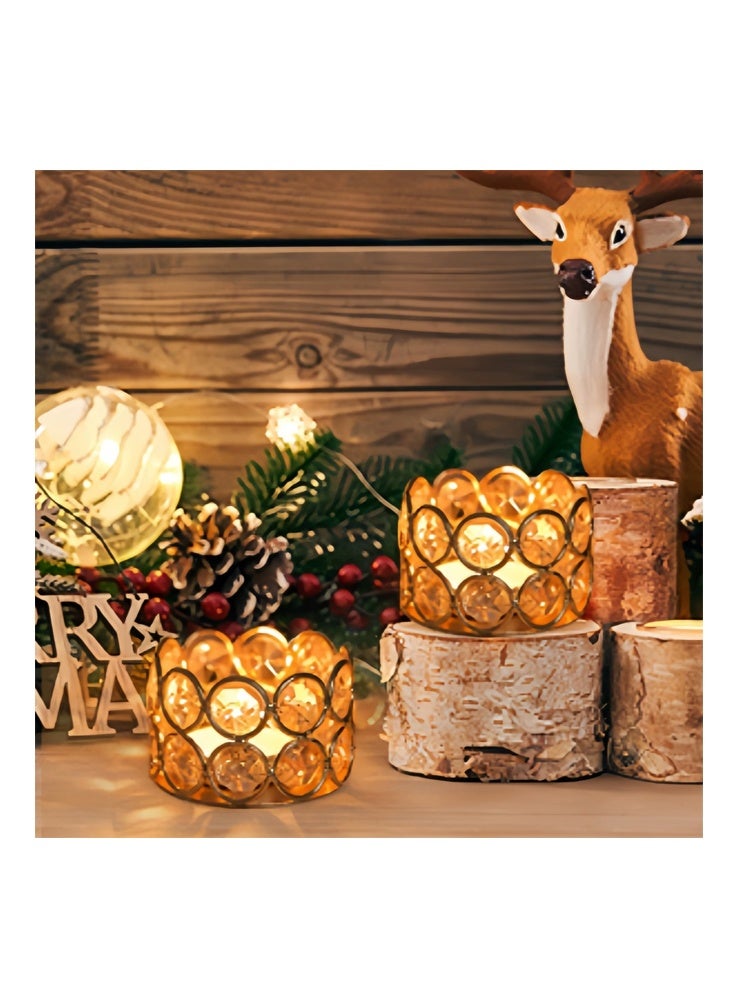 6 Pcs Gold Crystal Candle Holders,Candle Holders for Candles Pillar, Romantic Decor for Dinner Party Wedding Home Table Centerpiece - Image 4
