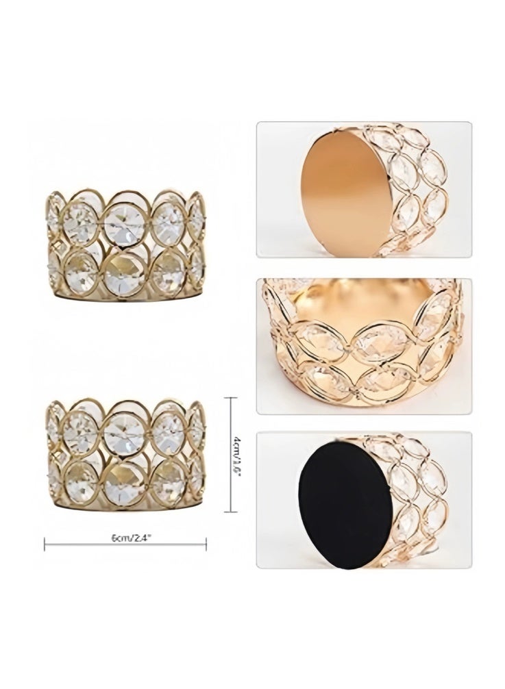 6 Pcs Gold Crystal Candle Holders,Candle Holders for Candles Pillar, Romantic Decor for Dinner Party Wedding Home Table Centerpiece - Image 5