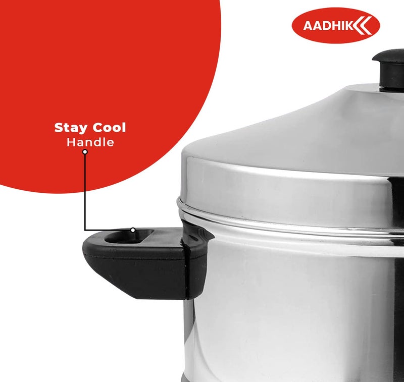 AADHIK Outer Lid Idly Cooker Stainless Steel Idli Maker With 4 Plates 16 Idlies 5 Liter Silver - Image 4