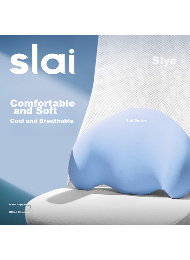 Silayi Lumbar Support Cushion, Memory Foam Back Pillow For Car, Office Chair, Seat, And Backrest, Blue - Image 1