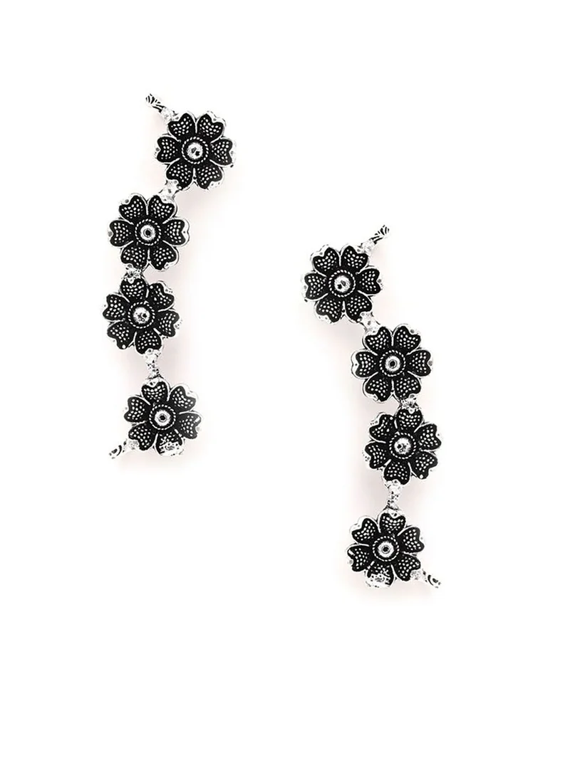 Campus Sutra Oxidised Stylish Clip on Earrings