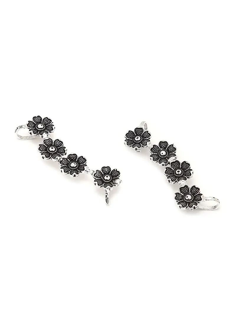 Campus Sutra Oxidised Stylish Clip on Earrings